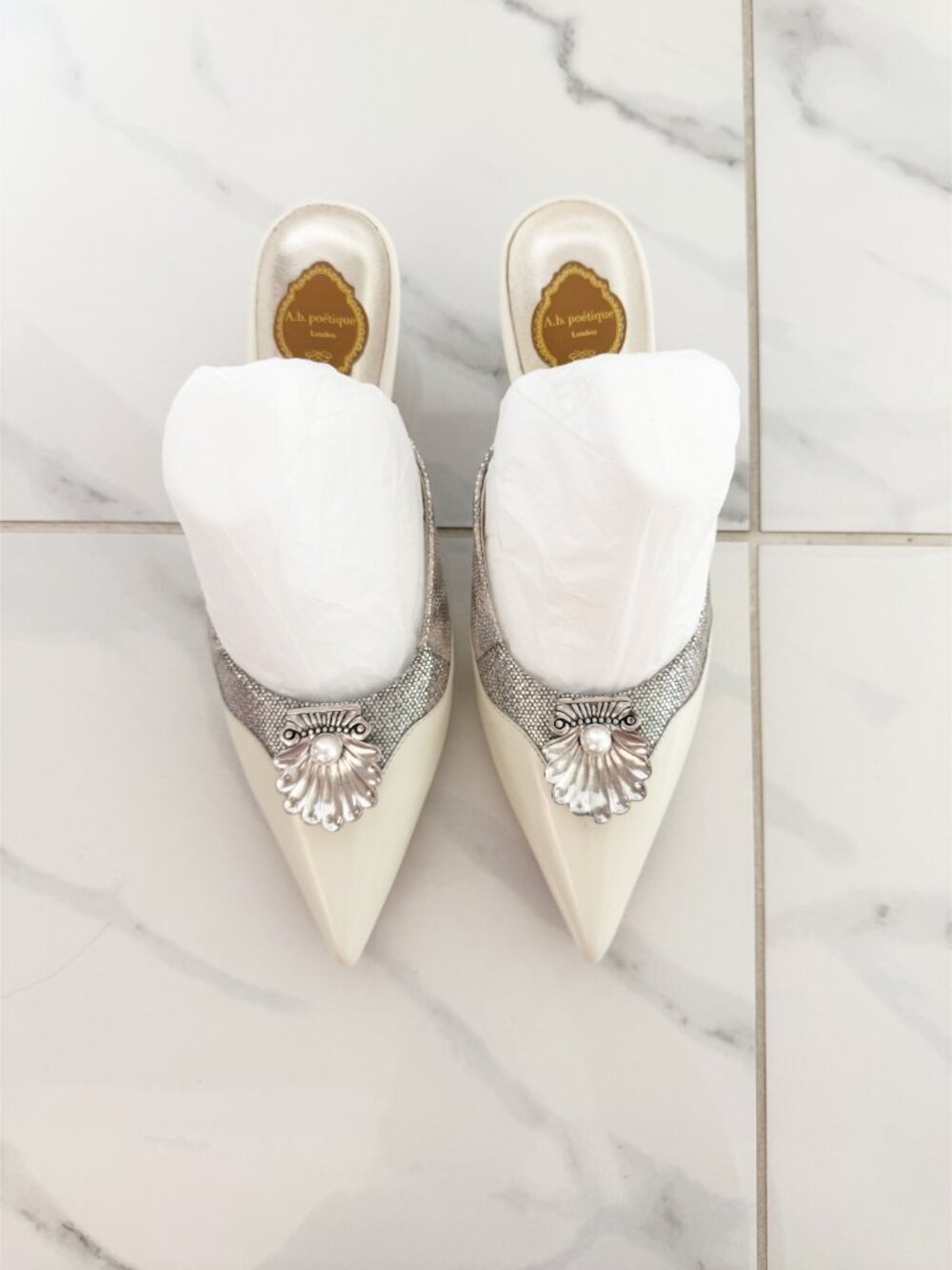 A.b. poetique London Wedding Pearl Slide Pointed Toe Shoe Embellished 8 - Picture 2 of 16